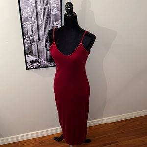 Wine Red Velvet Slip Dress